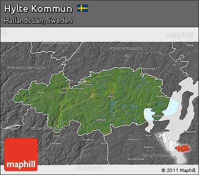Satellite 3D Map of Hylte Kommun, desaturated