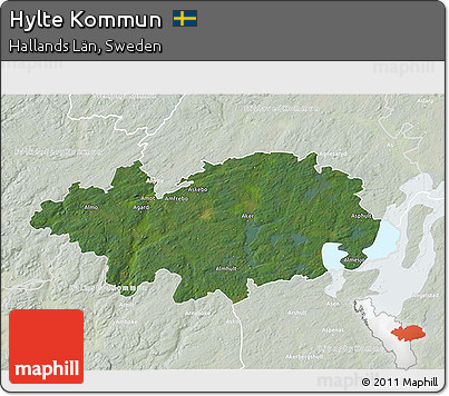 Satellite 3D Map of Hylte Kommun, lighten