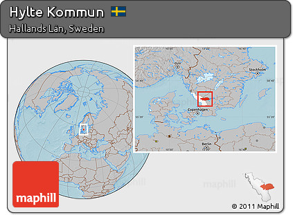 Gray Location Map of Hylte Kommun, highlighted parent region, hill shading