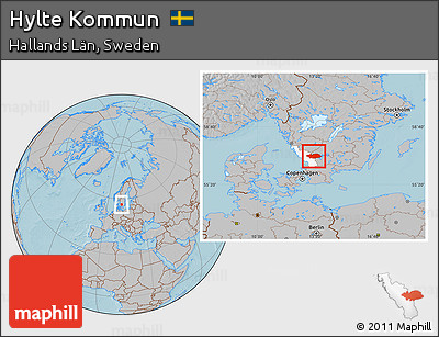 Gray Location Map of Hylte Kommun, highlighted parent region, hill shading
