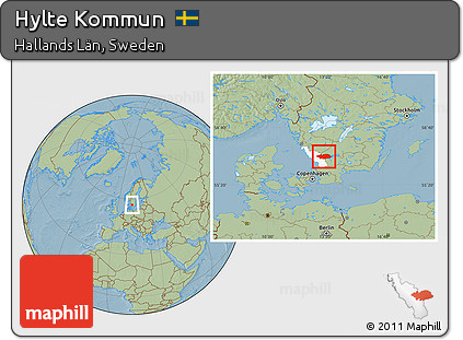 Savanna Style Location Map of Hylte Kommun, highlighted parent region, hill shading