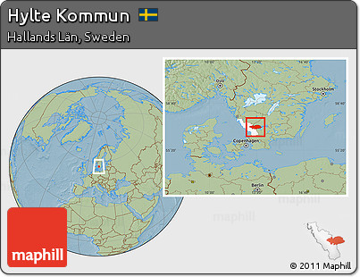 Savanna Style Location Map of Hylte Kommun, highlighted parent region, hill shading