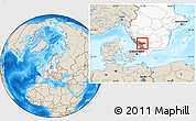 Shaded Relief Location Map of Hylte Kommun, highlighted country, highlighted parent region