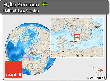Shaded Relief Location Map of Hylte Kommun, highlighted parent region