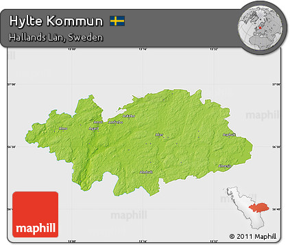 Physical Map of Hylte Kommun, single color outside