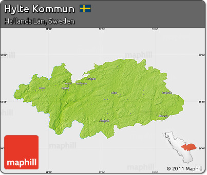 Physical Map of Hylte Kommun, single color outside