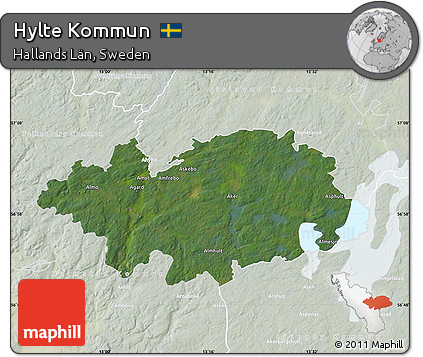 Satellite Map of Hylte Kommun, lighten