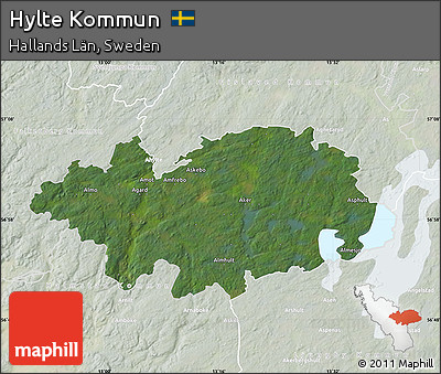 Satellite Map of Hylte Kommun, lighten