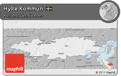 Gray Panoramic Map of Hylte Kommun