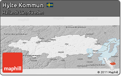 Gray Panoramic Map of Hylte Kommun