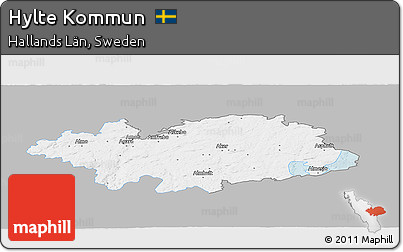 Gray Panoramic Map of Hylte Kommun, single color outside