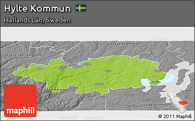 Physical Panoramic Map of Hylte Kommun, desaturated