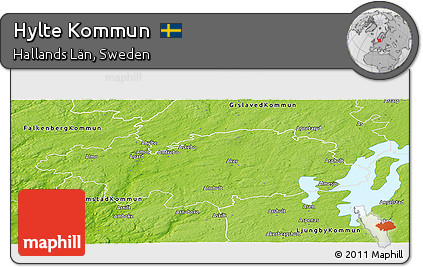Physical Panoramic Map of Hylte Kommun