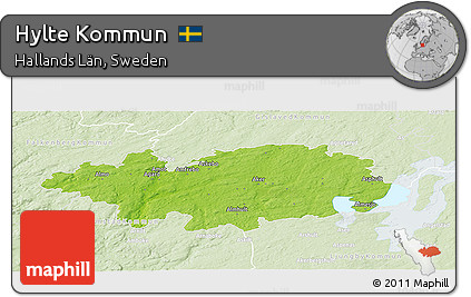 Physical Panoramic Map of Hylte Kommun, lighten