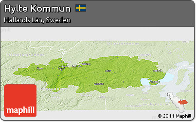 Physical Panoramic Map of Hylte Kommun, lighten