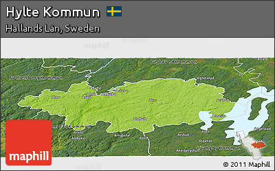 Physical Panoramic Map of Hylte Kommun, satellite outside