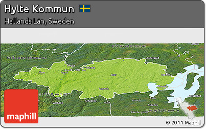 Physical Panoramic Map of Hylte Kommun, satellite outside