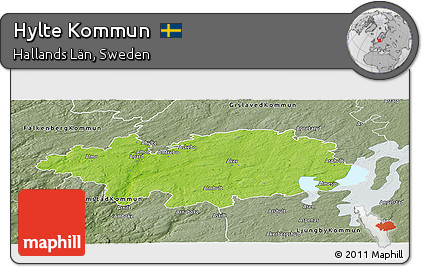 Physical Panoramic Map of Hylte Kommun, semi-desaturated