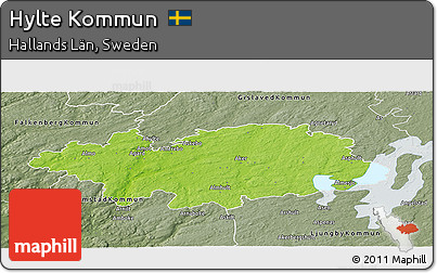 Physical Panoramic Map of Hylte Kommun, semi-desaturated