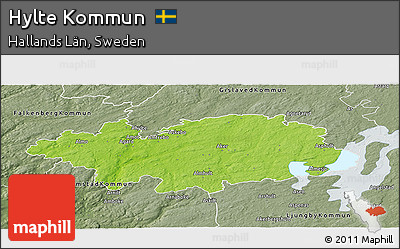 Physical Panoramic Map of Hylte Kommun, semi-desaturated