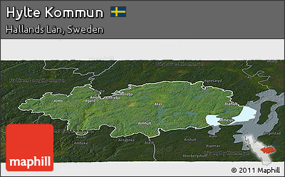 Satellite Panoramic Map of Hylte Kommun, darken