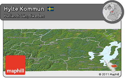 Satellite Panoramic Map of Hylte Kommun