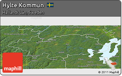 Satellite Panoramic Map of Hylte Kommun