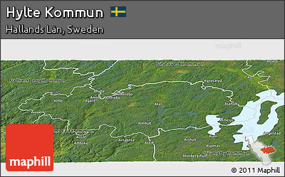 Satellite Panoramic Map of Hylte Kommun