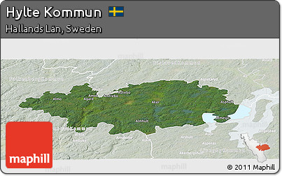 Satellite Panoramic Map of Hylte Kommun, lighten