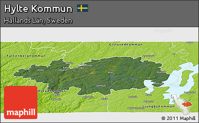 Satellite Panoramic Map of Hylte Kommun, physical outside
