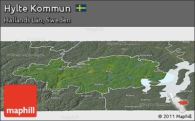Satellite Panoramic Map of Hylte Kommun, semi-desaturated