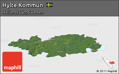 Satellite Panoramic Map of Hylte Kommun, single color outside