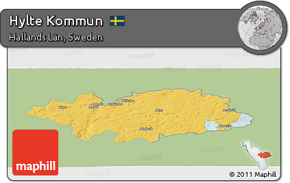 Savanna Style Panoramic Map of Hylte Kommun, single color outside