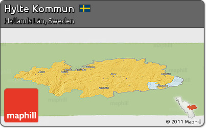 Savanna Style Panoramic Map of Hylte Kommun, single color outside