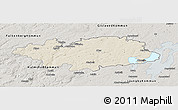 Shaded Relief Panoramic Map of Hylte Kommun, semi-desaturated