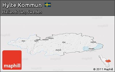 Silver Style Panoramic Map of Hylte Kommun, single color outside