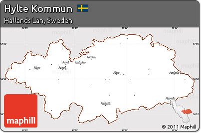 Classic Style Simple Map of Hylte Kommun, cropped outside