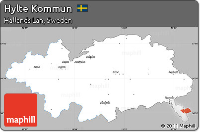Gray Simple Map of Hylte Kommun, single color outside