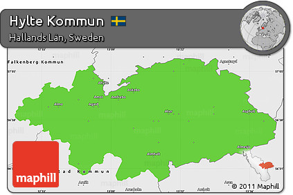 Political Simple Map of Hylte Kommun, single color outside, borders and labels