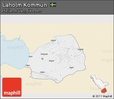 Classic Style 3D Map of Laholm Kommun, single color outside
