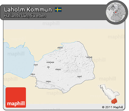 Classic Style 3D Map of Laholm Kommun, single color outside