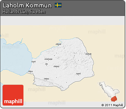 Classic Style 3D Map of Laholm Kommun, single color outside