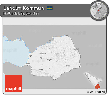 Gray 3D Map of Laholm Kommun, single color outside