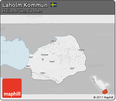 Gray 3D Map of Laholm Kommun, single color outside