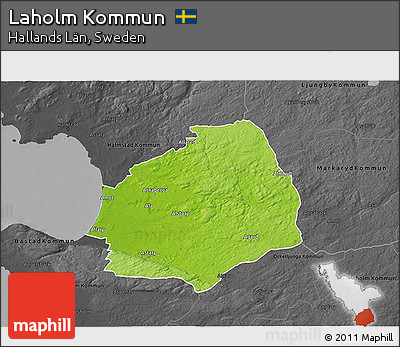 Physical 3D Map of Laholm Kommun, darken, desaturated