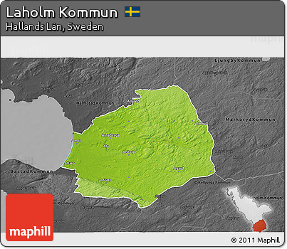 Physical 3D Map of Laholm Kommun, darken, desaturated