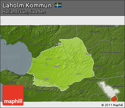 Physical 3D Map of Laholm Kommun, darken