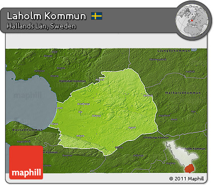Physical 3D Map of Laholm Kommun, darken