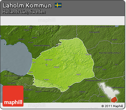 Physical 3D Map of Laholm Kommun, darken