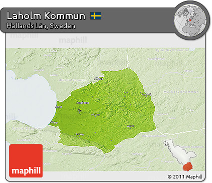 Physical 3D Map of Laholm Kommun, lighten